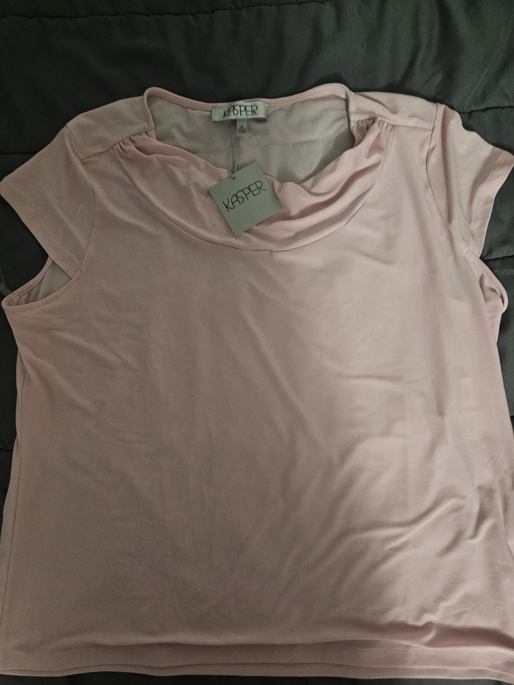 Kasper Pale Pink Short Sleeve Cowl Neck Tee
